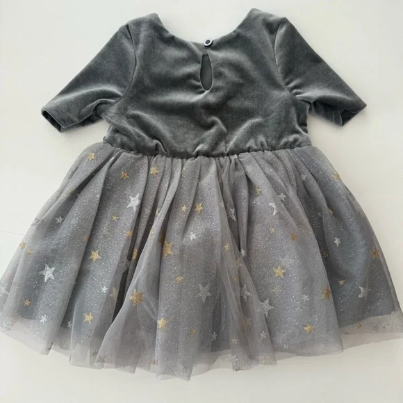 Zunie 18M Gray and Gold Star Tulle Dress - Picture 3 of 4